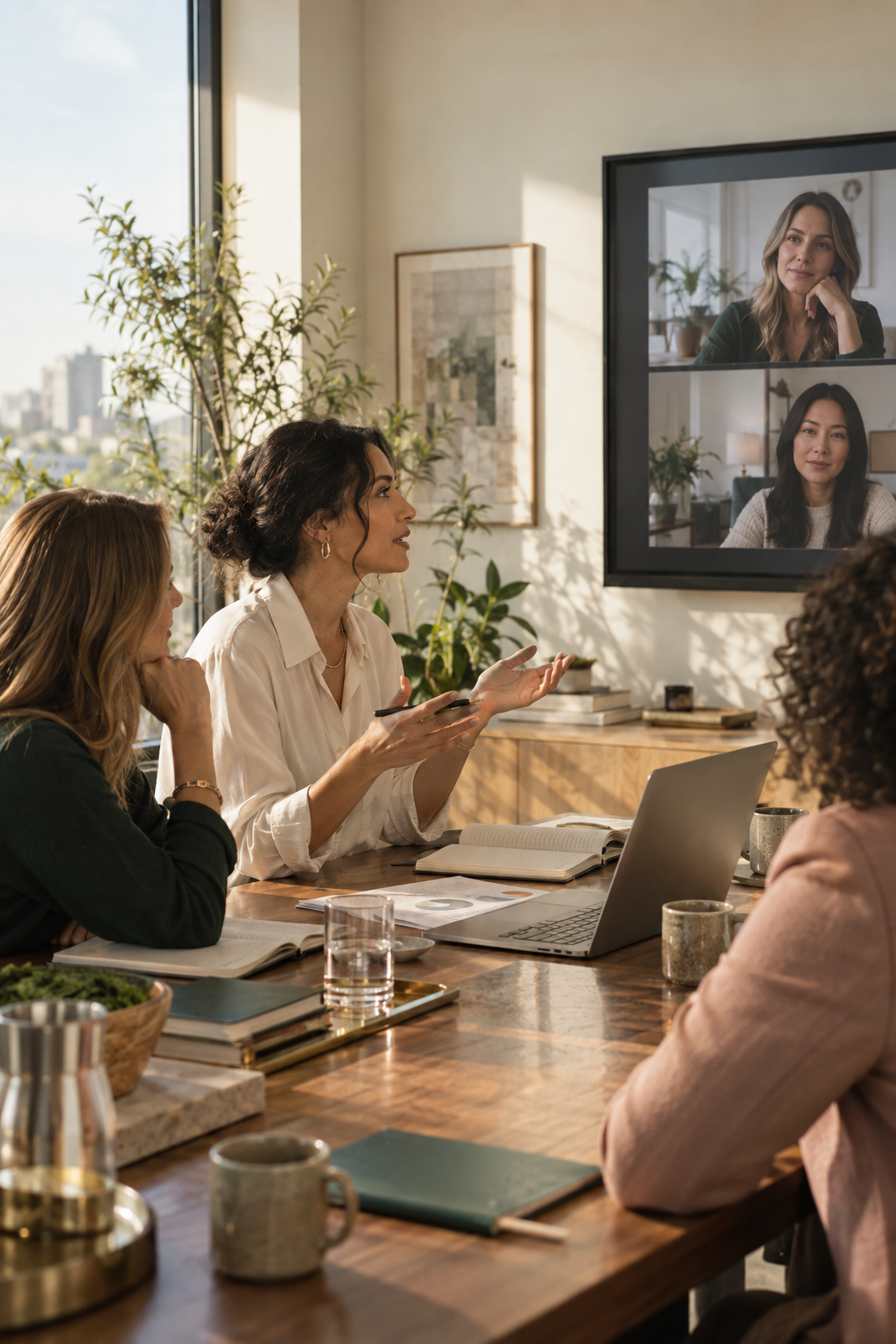 Women business owners discussing a serious decision