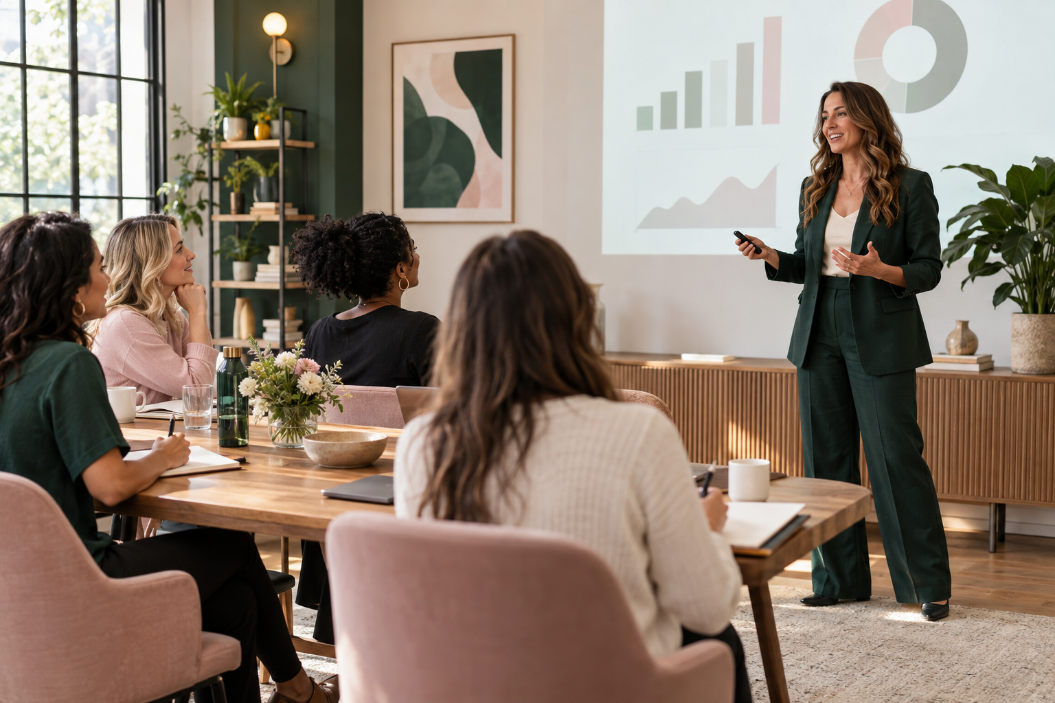 A woman leading a practical business masterclass